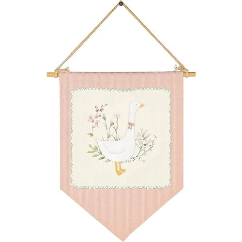 Silly Goose Theme Nursery Baby Room Playroom Kids Room Wall Decor-Baby,Shower,Birthday Christmas Gift for Girl Kid Teen-Canvas Hanging Flag Banner Pennant Wall Sign Decor