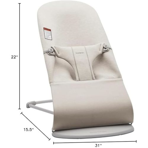 BabyBjörn Bouncer Bliss, Light Beige, 3D Jersey | 2-in-1 Adjustable Baby Bouncer Seat and Toddler Chair, Newborn to Toddler (8-29 lbs), 4 positions, Lightweight & Portable