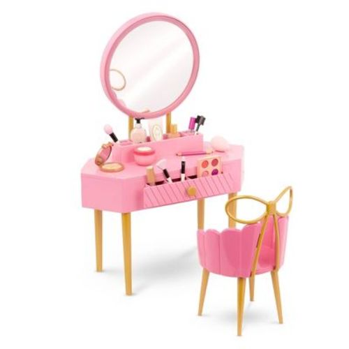 Our Generation Fabulous Fun Pink Vanity Table & Chair Dollhouse Accessory Set for 18'' Dolls