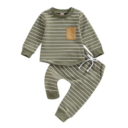 LUKE Striped Pocket Outfit - Hazel & Bo