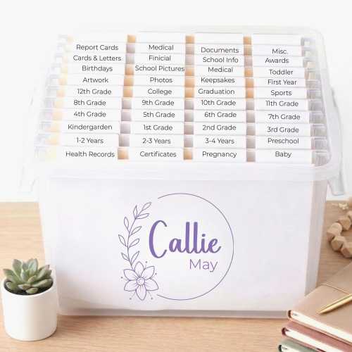 Personalized Name Vinyl Decal, School Keepsake Box Sticker, Photo Storage Bin Labels, Kids Memory Box Decals, School Files Box, DIY Kit