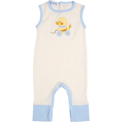 Magnolia Baby Baby Boy Duckie Pulltoy Blue Sleeveless Playsuit