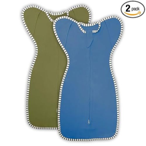 Newborn Swaddles 3-6 Months Arms up Swaddle Baby Sleep Sack, 2-Pack Baby Swaddle for Newborn Sleep Sack with 2-Way Zipper Arms In/Out 100% Cotton 0.8 Tog Transition Swaddle Hands up (Medium 14-20lbs)