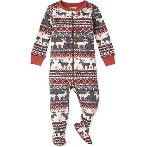 The Children's Place baby girls Family Matching Christmas Holiday Pajamas Sets, Snug Fit 100% Cotton, Adult, Big Kid, Toddler, and Toddler Sleepers, Harvest Fairisle, 0-3 Months US