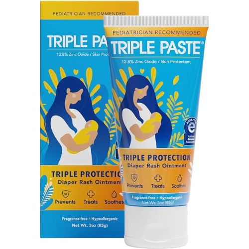 Triple Paste Diaper Rash Cream, Zinc Oxide Baby Ointment, 3 oz