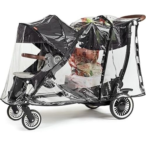 Entourage Stroller Rain Cover: Double & Tandem Stroller Raincover - Covers Infant, Baby, and Toddler During Travel to Protect from Wind & Rain