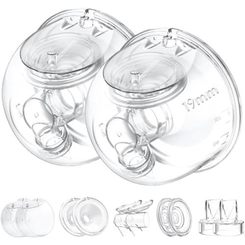 Two Full Milk Collector Cup Sets with 19mm Flange Compatible with Momcozy S12 Pro/S9 Pro Breast Pump, NOT for S9/S12, Replacement Pump Parts with Duckbill Valve, Flange, Diaphragm, Linker, Collector