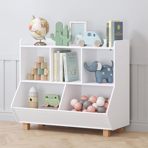 COSTARS Toy Storage Organizer, Kids Bookshelf and Toy Storage with Legs, 5 Cube Storage Organizer