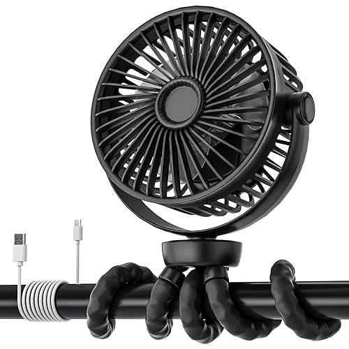 Portable Stroller Fan for Baby, Rechargeable Clip On Fan 6000mAh 20H Runtime, Baby Fan for Car Seat & Crib, Handheld Fan 3-Speed, 360°Rotate Cooling Fan, Portable Fan for Travel, Camping, Treadmill.