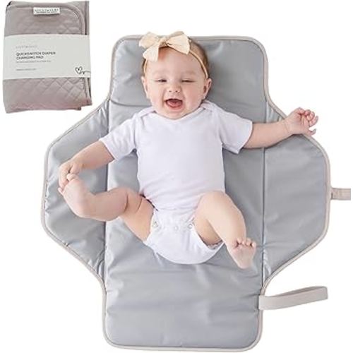 Lily Miles Baby Changing Pad Portable, Diaper Changing Mat with Magnetic Latches, Travel Pad for Diaper Bag, Baby Essentials, Wipeable & Waterproof Mat (Soft Sand, Large)