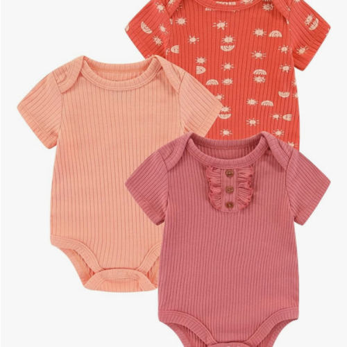 Newborn Baby Boy Girl Bodysuits Short Sleeve Summer Infant Clothes 0-12 Month