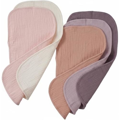 5-Pack Organic Cotton Muslin Burp Cloths - Makeshift Baby Bibs - Milk Spit Up Rags - Reusable Wipes - Newborn Essentials - 48cm x 25cm (Lavender Blush)
