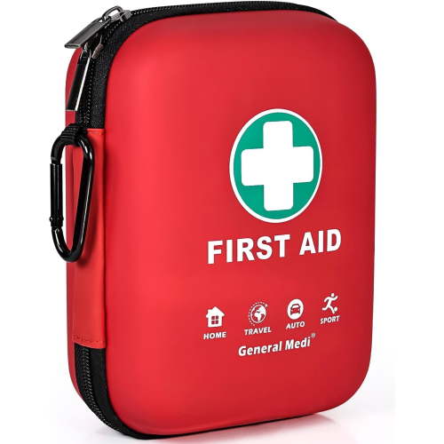 General Medi First Aid Kit - 170 Pieces Hard Case and Lightweight - Great for Travel, Home, Office, Vehicle, Camping, Workplace & Outdoor