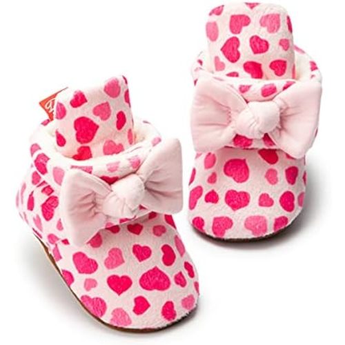 ohsofy Newborn Baby Cotton Booties Stay On Slipper Winter Warm Soft Shoes Non-Skid Infant Ankle Boots Crib Shoes