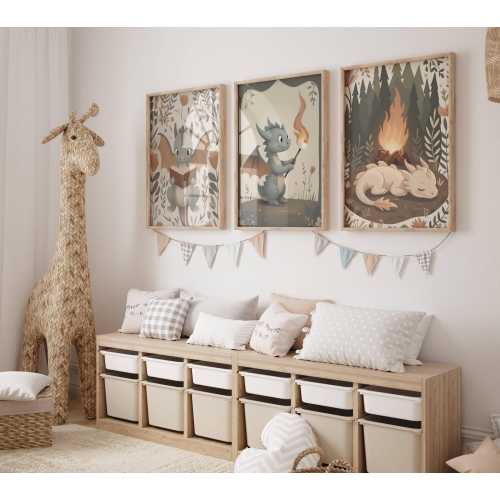 Whimsical Baby Dragon Nursery Art: Reading, Sleeping, Marshmallow Designs (Digital Download