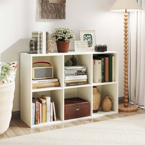 Latitude Run® 6-Cube Bookcase Modern 3-Tier Storage Organizer Horizontal Vertical Bookshelf & Reviews | Wayfair