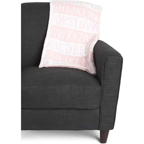 cupcakes and cashmere Jacquard Baby Blanket, Pink & White ABC Alphabet Pattern, 30" x 40"