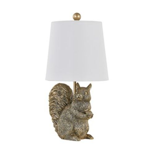 Crestview Collection 19"H Gold Resin Squirrel Table Lamp With Shade