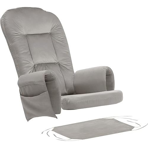 BECHAEO 5PCS Velvet Glider Rocker Replacement Cushions with Ottoman Cover Soft Thicken Rocking Chair Cushion Set for Indoor Nursery Glider Rocking Chair, Greige