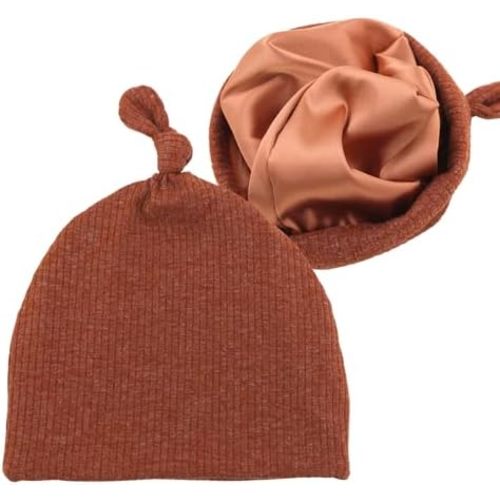 Silky Satin Lined Newborn Hat Hair Care Knot Beanie Hats for Infant Baby Boys Girls Caps 0-6 Months