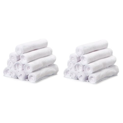 Spasilk Baby Washcloth Wipes Set for Newborn Boys and Girls, Pack of 20, Plain White