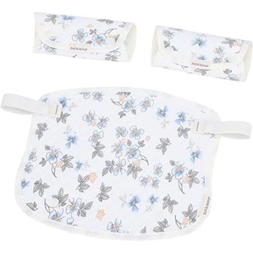 Bebamour Drool and Teething Reversible Cotton Pad For All Carry Positions Baby Carrier White Drool Bib For Boys & Girls(Flower)