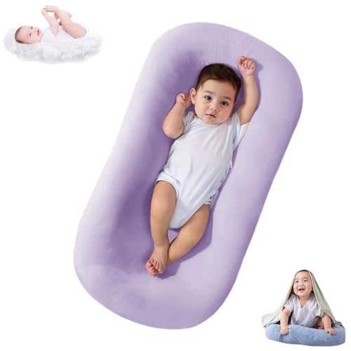 DAOLUAN Baby Lounger Bionic Organic Lounger Soft Breathable Baby Lounger for Newborn Infant Babies 0-18 Months (Purple, OneSize)