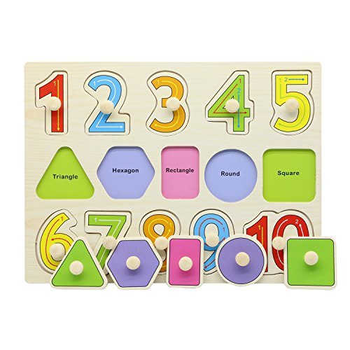 Motrent Wooden Jigsaw Peg Puzzle Board Toy Number Educational and Learning Puzzles Toy