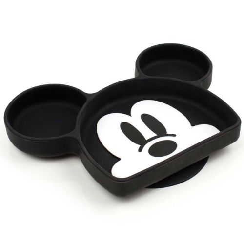 Bumkins Silicone Grip Dish - Mickey Mouse: Black, Pattern Farm Animals, Silicone Material, Round Shape
