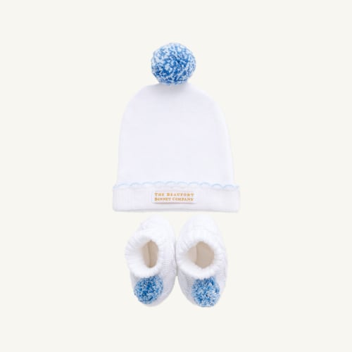 Bryer Bootie & I'm Here Hat Set - Worth Avenue White
