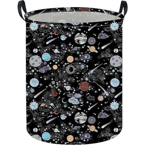 Moon and Stars Laundry hamper Baby Laundry Hamper Collapsible Canvas Waterproof Storage Bin for Kids Clothes Organizer Basket Clothes hamper Star Room Decor(Moon)
