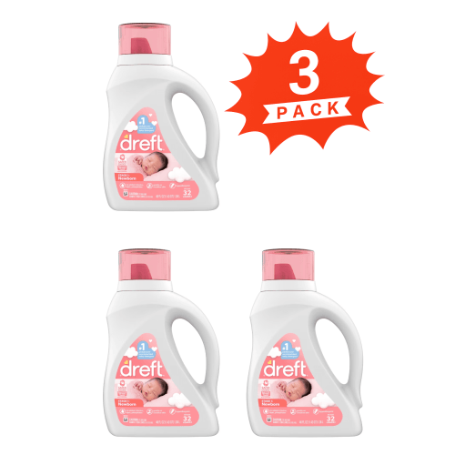 Dreft Newborn Baby Liquid Laundry Detergent (Pack 3) - 96 Loads, 138fl