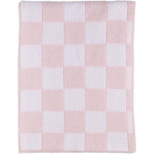 Living Textiles Chenille Knitted Blanket - Pink Check
