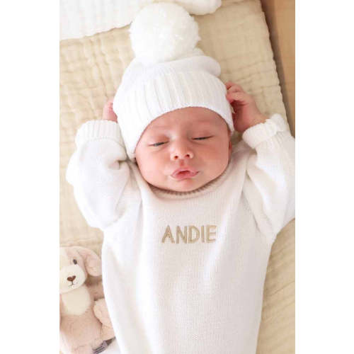 Baby Knit  Pom Pom Beanie | Snow