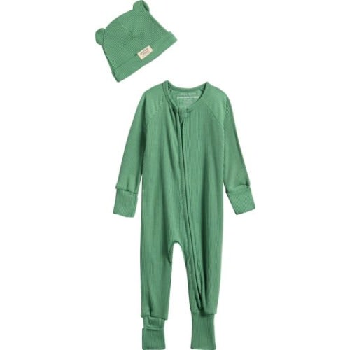 Rib One-Piece & Hat Set, 0-3 M
