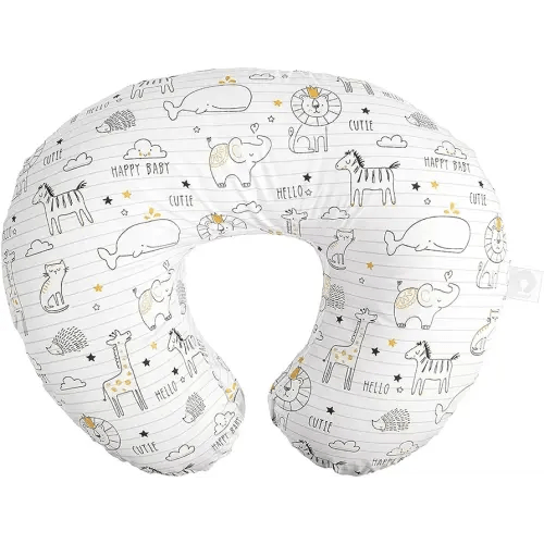 Boppy Nursing Pillow Original Support, White and Gold Notebook, Ergonomic Nursing Essentials for Bottle and Breastfeeding, Firm Fiber Fill, with Removable Nursing Pillow Cover, Machine Washable