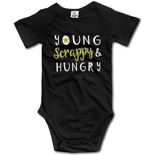 Young Scrappy and Hungry Unisex Baby Short Sleeve Cotton Bodysuits Black