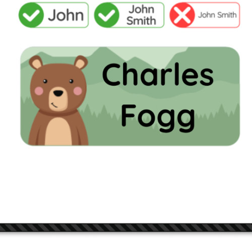 Personalized Name Labels for Kids (70 Labels) - Durable & Waterproof Custom Name Stickers for Clothing Tags, School Supplies, Camp & Daycare - Animal Forest (1.2”x0.5”)