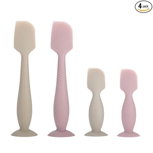 Baby Diaper Cream Spatula Applicator, 4 Pack Butt Spatula Diaper Rash Cream Applicator for Butt Paste Diaper Cream, Newborn Baby Essentials, 2 Large and 2 Mini Sizes (pink, khaki)
