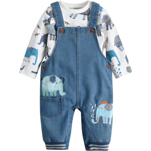 Cute Baby Boy Clothes Suit Toddler Boys' Striped long Sleeve T-Shirt+Denim Overalls Jumpsuit Pants Outfits Sets