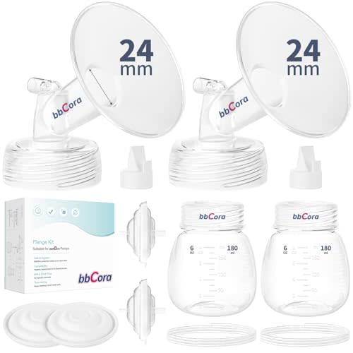 Pump Parts Compatible with Spectra S1/S2/9 Plus, Not Original Accessories, Full Set Replacements Include 24mm Flange, Tubes, Bottles & Backflow Protectors –Travel-Friendly for Breastfeeding Moms