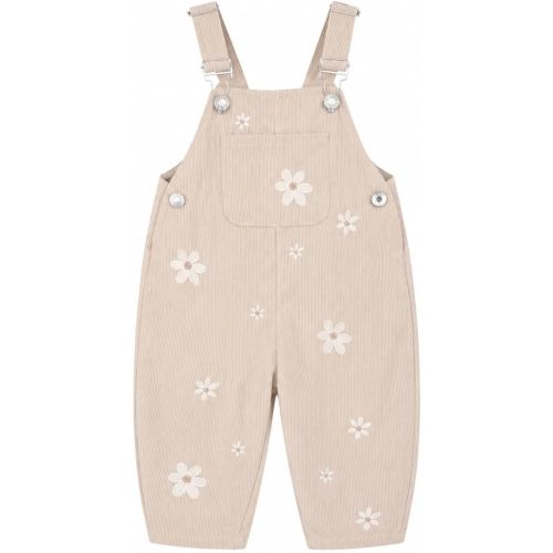 Baby Girl Overalls Corduroy Romper, Cute Toddler Jumpsuit Outfit (6M-3T)