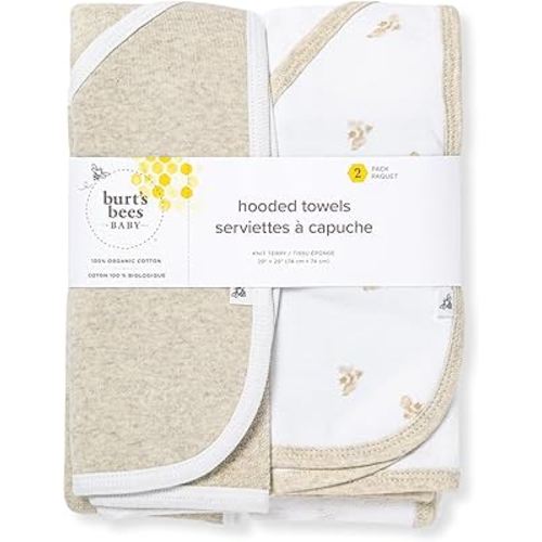 Amazon.com : Burt's Bees Baby - Hooded Towels, Absorbent Knit Terry, Super Soft Single Ply, 100% Organic Cotton : Baby