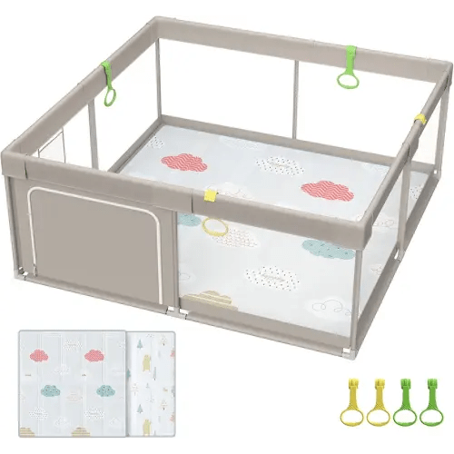 Fodoss Baby Playpen with Mat, 71x59inch Extra Large Playpen for Toddlers, Kids Play Pen with Gate, Baby Fence, Big Playard