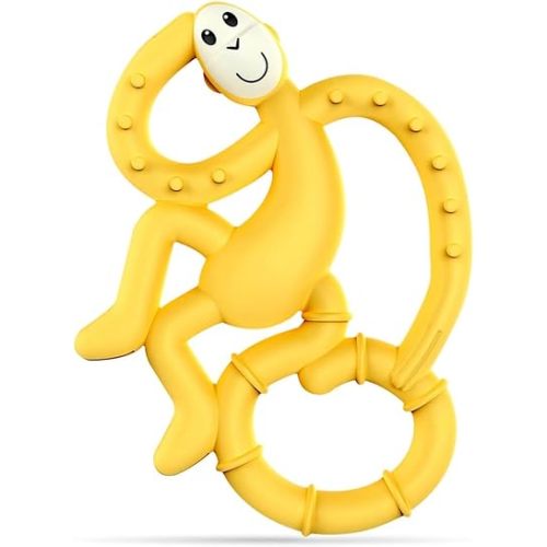 Matchstick Monkey Silicone Mini Teether & Gel Applicator – Silicone Baby Teether, Easy-to-Grip, BPA-Free, Supports Self-Soothing & Early Brushing, 3 Months+, 4 Inches, Yellow