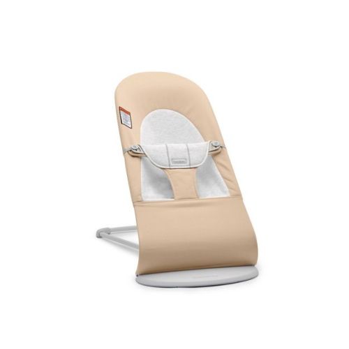 BabyBjorn Bouncer Balance Soft Woven - Jersey Beige: Reclining Seat, Foldable, Machine Washable, 3-Point Harness
