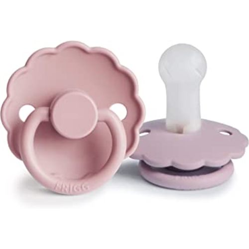 FRIGG Daisy SilkySoft Silicone Baby Pacifier | Made in Denmark | BPA-Free (Baby Pink/Soft Lilac, 6-18 Months)
