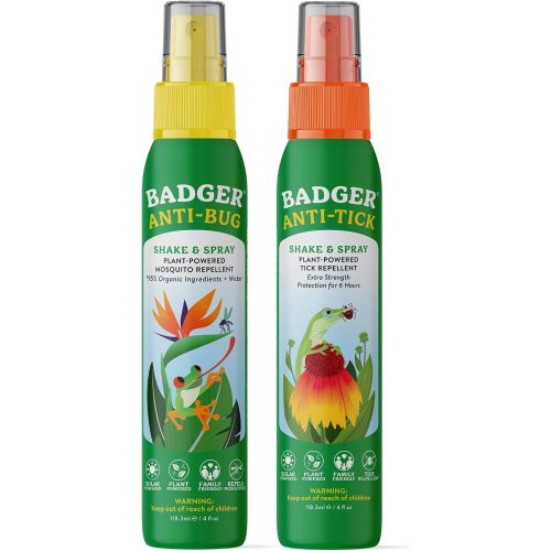 Badger Bug & Tick Spray Combo Pack, DEET-Free, Organic, 4 fl oz 2-Pack