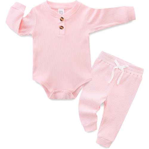 Newborn Baby Boy Girl Clothes Infant Ribbed Romper Cotton Long Sleeve Pant Sets for 0~18M Infant