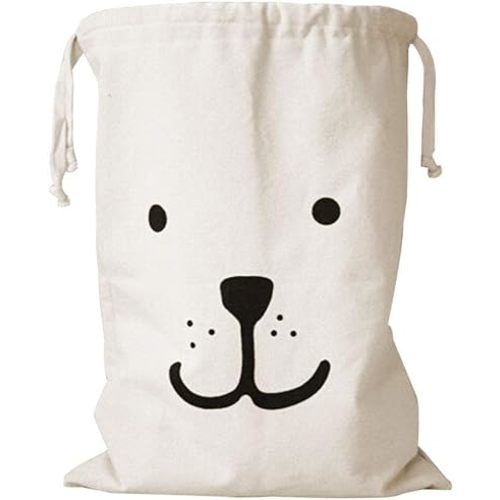 Lependor Canvas Duffle Storage Carry Heavy Duty Basket Laundry Bag Reusable Wall Delicates with Drawstring Pouch Christmas Gift for Travel, Ladies Sweater - Smile,18" x 26"